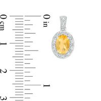 Oval Citrine and Lab-Created White Sapphire Frame Vintage-Style Drop Earrings in Sterling Silver|Peoples Jewellers