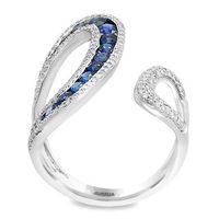 EFFY™ Collection Blue Sapphire and 0.42 CT. T.W. Diamond Open Shank Wrap Ring in 14K White Gold|Peoples Jewellers