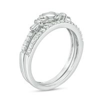 0.18 CT. T.W. Diamond Claddagh Bridal Set in 10K White Gold|Peoples Jewellers