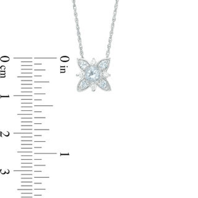 Aquamarine and 0.04 CT. T.W. Diamond Flower Necklace in Sterling Silver|Peoples Jewellers