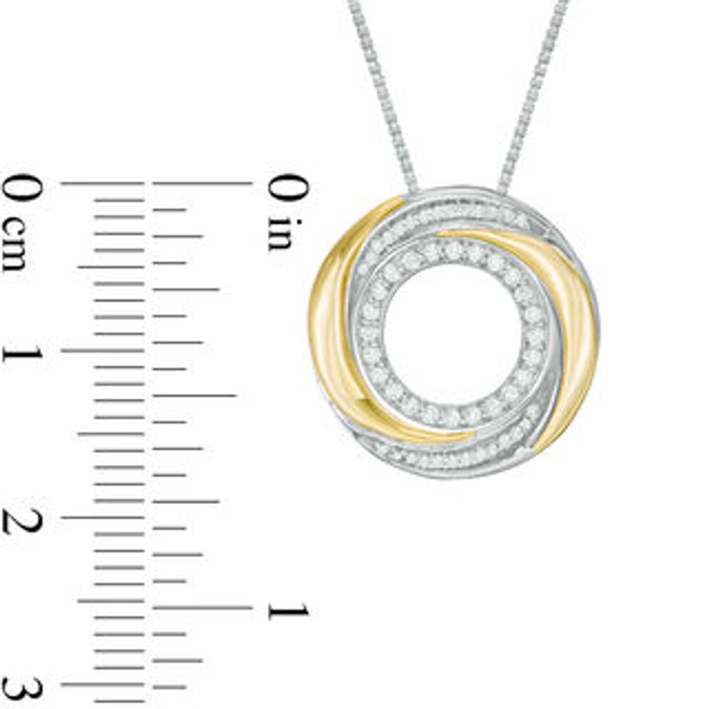 Convertibilities 0.16 CT. T.W. Diamond Swirl Circle Three-in-One Pendant in Sterling Silver and 10K Gold|Peoples Jewellers