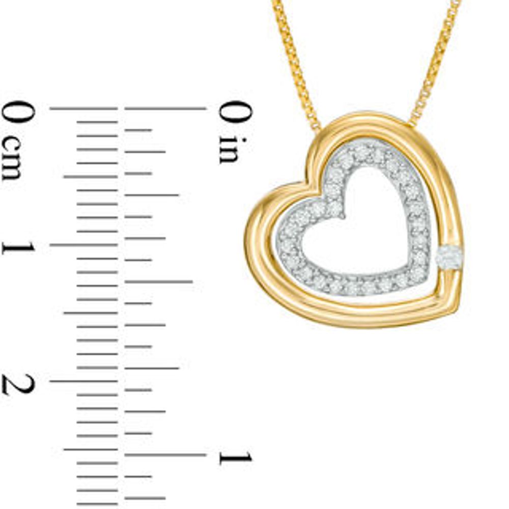 Convertibilities 0.10 CT. T.W. Diamond Heart Three-in-One Pendant in Sterling Silver and 10K Gold|Peoples Jewellers