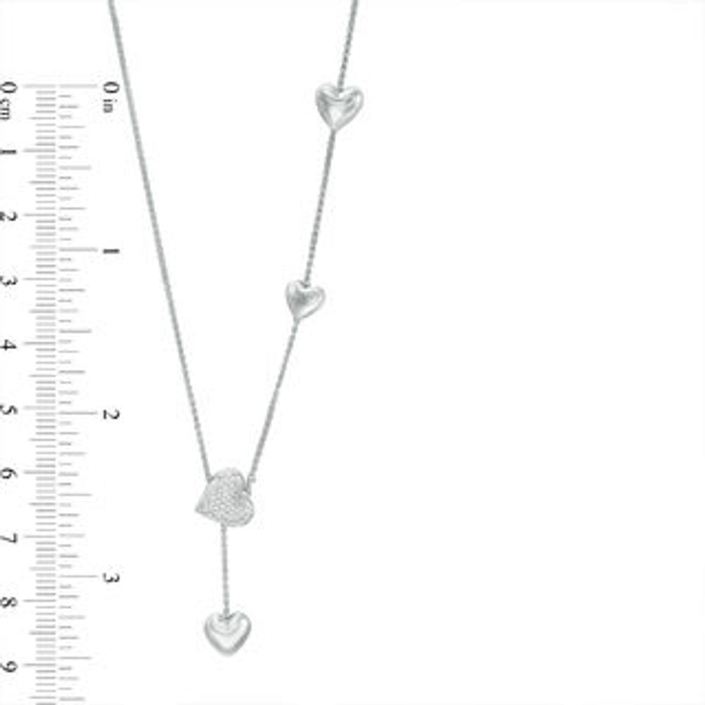 0.10 CT. T.W. Diamond Heart Lariat Bolo Necklace in Sterling Silver - 26"|Peoples Jewellers