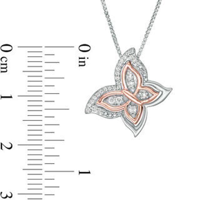 Convertibilities 0.13 CT. T.W. Diamond Butterfly Three-in-One Pendant in Sterling Silver and 10K Rose Gold|Peoples Jewellers