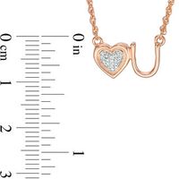 Composite Diamond Accent Heart "U" Necklace in Sterling Silver with 14K Rose Gold Plate - 17.5"|Peoples Jewellers