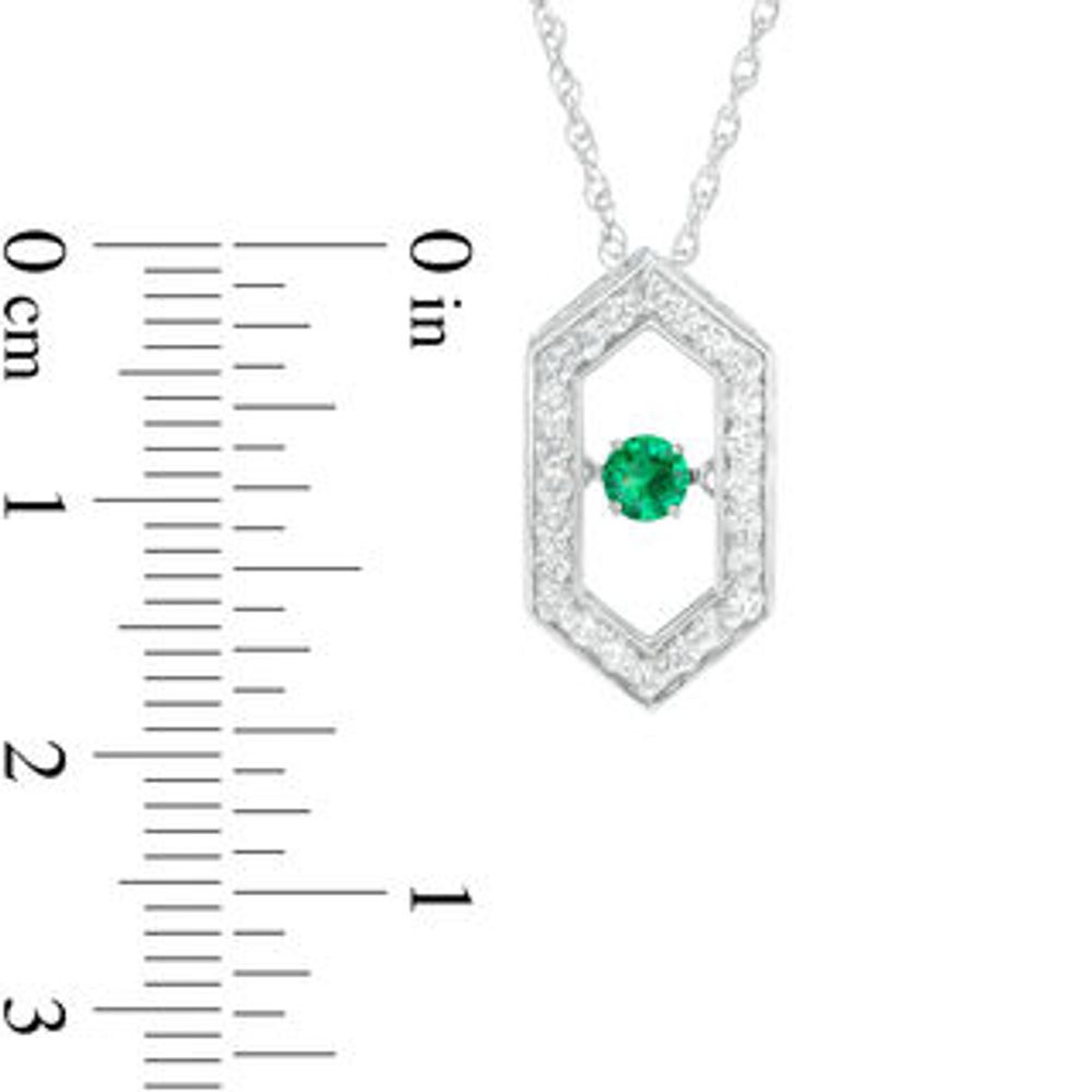 Unstoppable Love™ Lab-Created Emerald and White Sapphire Elongated Hexagon Pendant in Sterling Silver|Peoples Jewellers