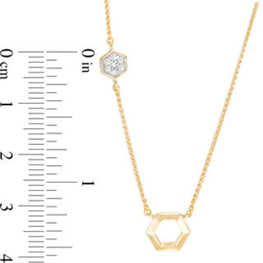 Lab-Created White Sapphire Hexagon Necklace in 10K Gold - 17.5"|Peoples Jewellers