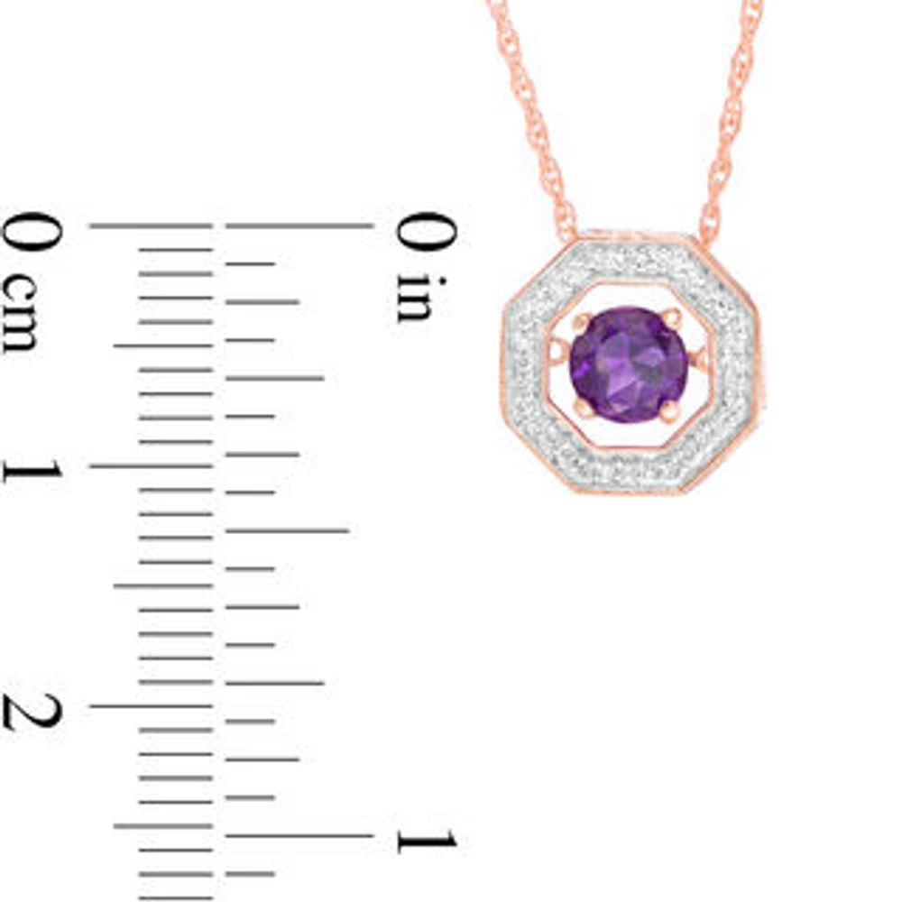 Unstoppable Love™ 5.0mm Amethyst and 0.085 CT. T.W. Diamond Octagon Pendant in 10K Rose Gold|Peoples Jewellers