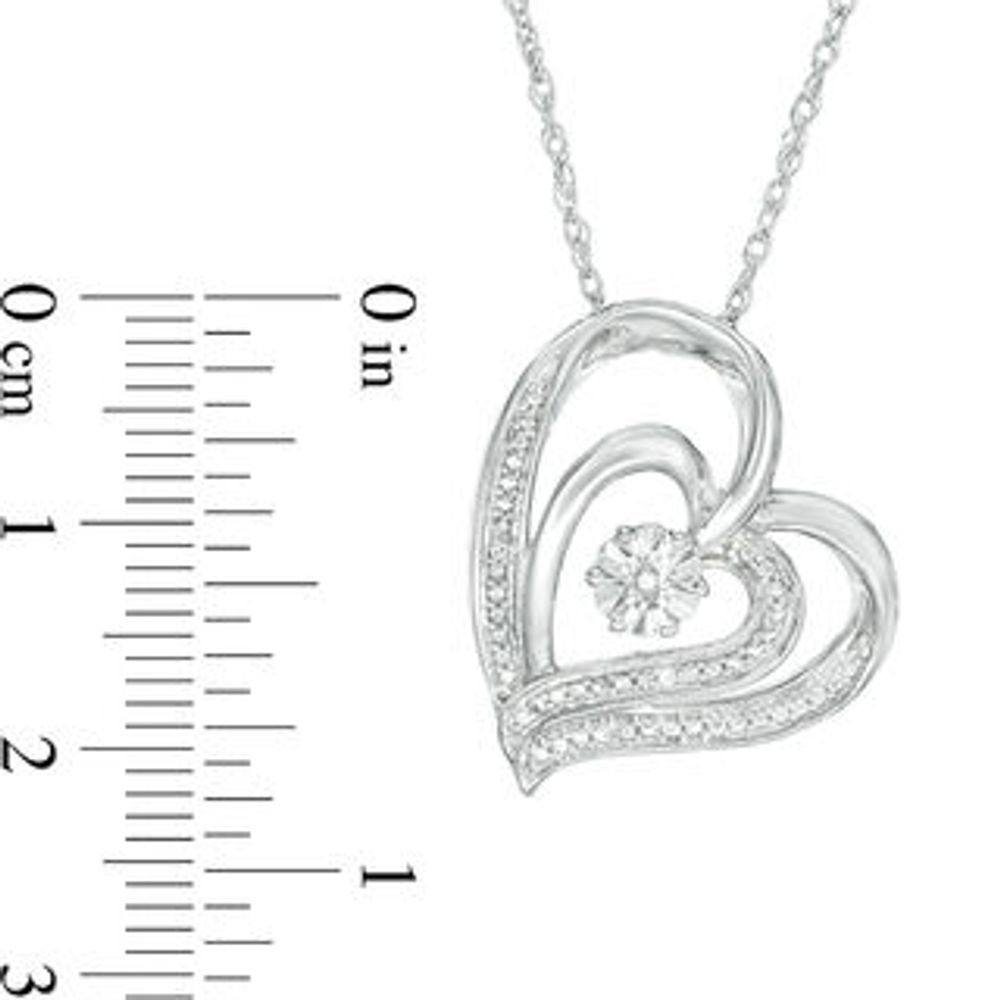 Diamond Accent Tilted Double Heart Pendant in Sterling Silver|Peoples Jewellers