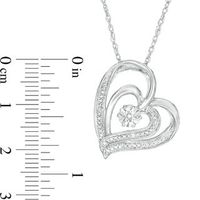 Diamond Accent Tilted Double Heart Pendant in Sterling Silver|Peoples Jewellers