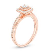 0.45 CT. T.W. Princess-Cut Diamond Double Frame Engagement Ring in 14K Rose Gold|Peoples Jewellers