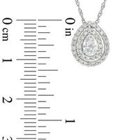 Pear-Shaped Lab-Created White Sapphire Double Frame Pendant in Sterling Silver|Peoples Jewellers