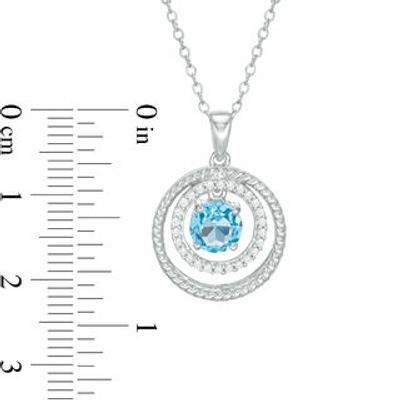 6.0mm Swiss Blue Topaz and Lab-Created White Sapphire Pendant in Sterling Silver|Peoples Jewellers