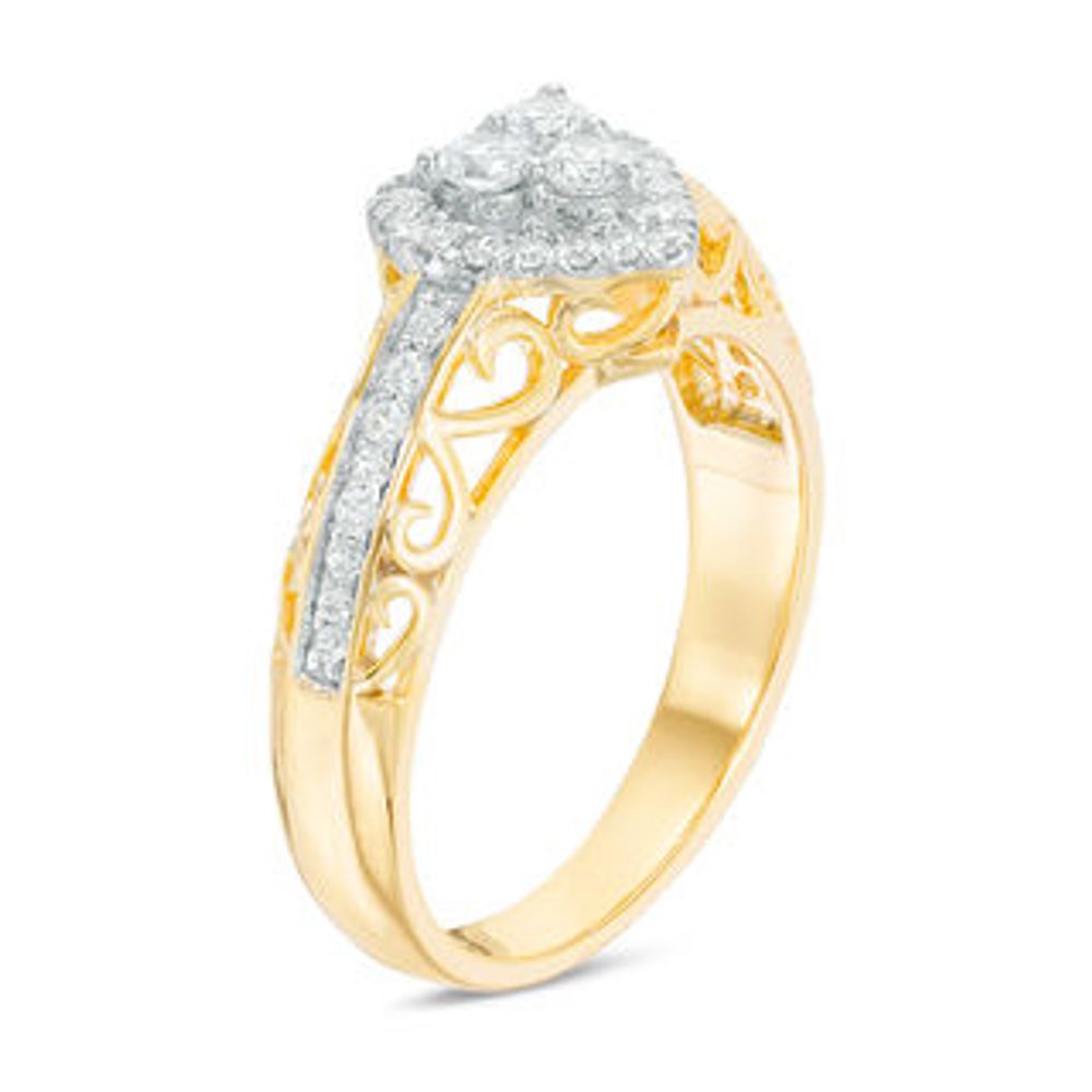 0.37 CT. T.W. Diamond Heart Frame Ring in 10K Gold|Peoples Jewellers