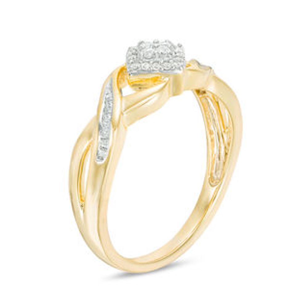 0.18 CT. T.W. Diamond Tilted Square Frame Promise Ring in 10K Gold|Peoples Jewellers