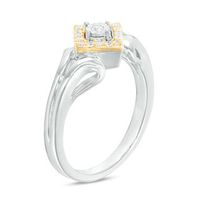 0.145 CT. T.W. Diamond Tilted Square Frame Promise Ring in Sterling Silver and 10K Gold|Peoples Jewellers