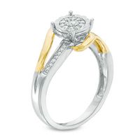 0.115 CT. T.W. Diamond Frame Bypass Promise Ring in Sterling Silver and 10K Gold|Peoples Jewellers