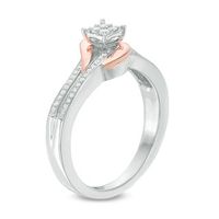 0.116 CT. T.W. Quad Diamond Bypass Promise Ring in Sterling Silver and 10K Rose Gold|Peoples Jewellers