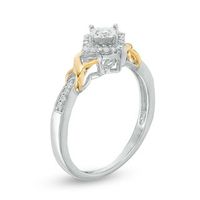0.145 CT. T.W. Diamond Tilted Square Frame "X" Sides Promise Ring in 10K Two-Tone Gold|Peoples Jewellers