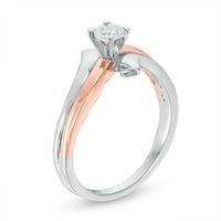 0.085 CT. Diamond Solitaire Bypass Promise Ring in Sterling Silver and 10K Rose Gold|Peoples Jewellers