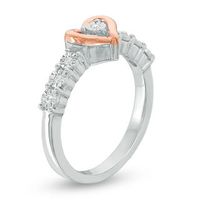 0.04 CT. T.W. Diamond Heart Frame Promise Ring in Sterling Silver and 10K Rose Gold|Peoples Jewellers