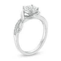 0.145 CT. T.W. Diamond Frame Swirl Bypass Promise Ring in Sterling Silver|Peoples Jewellers