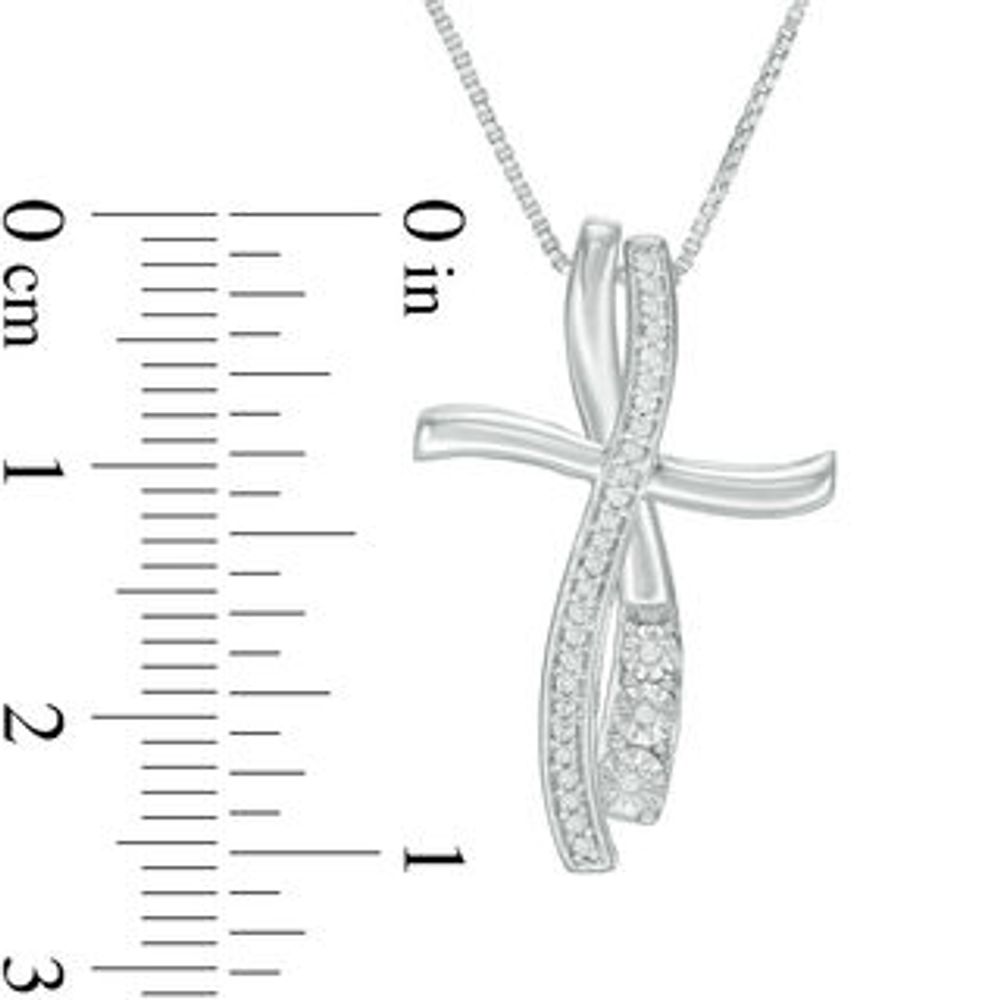 Convertibilities 0.10 CT. T.W. Diamond Curve Cross Three-in-One Pendant in Sterling Silver|Peoples Jewellers