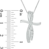 Convertibilities 0.10 CT. T.W. Diamond Curve Cross Three-in-One Pendant in Sterling Silver|Peoples Jewellers