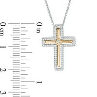 Convertibilities 0.14 CT. T.W. Diamond Cross Three-in-One Pendant in Sterling Silver and 10K Gold|Peoples Jewellers