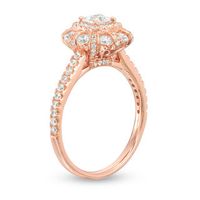 1.20 CT. T.W. Princess-Cut Diamond Flower Frame Engagement Ring in 14K Rose Gold|Peoples Jewellers