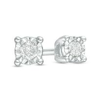 0.10 CT. T.W. Diamond Solitaire Stud Earrings in Sterling Silver|Peoples Jewellers