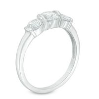 Lab-Created White Sapphire Three Stone Collar Engagement Ring in Sterling Silver|Peoples Jewellers