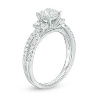 0.95 CT. T.W. Diamond Tri-Sides Double Row Engagement Ring in 14K White Gold|Peoples Jewellers