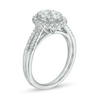 1.00 CT. T.W. Composite Diamond Oval Frame Engagement Ring in 14K White Gold|Peoples Jewellers