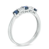 Blue Sapphire and 0.04 CT. T.W. Composite Diamond Five Stone Ring in 10K White Gold|Peoples Jewellers