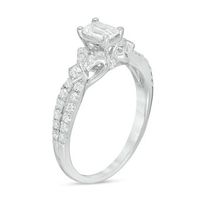 0.69 CT. T.W. Emerald-Cut Diamond Vintage-Style Engagement Ring in 14K White Gold|Peoples Jewellers