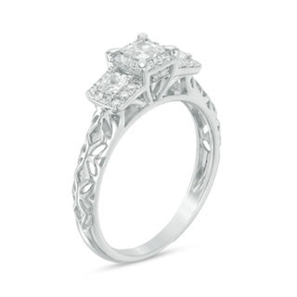 0.60 CT. T.W. Princess-Cut Diamond Past Present Future® Frame Engagement Ring in 10K White Gold|Peoples Jewellers