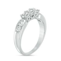 0.45 CT. T.W. Princess-Cut Diamond Three Stone Wedding Band in 10K White Gold - Size 7|Peoples Jewellers