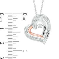 Unstoppable Love™ Couple's Diamond Accent Tilted Heart Pendant in Sterling Silver and 10K Rose Gold (2 Lines)|Peoples Jewellers