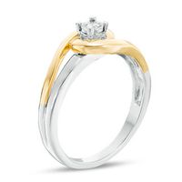 0.04 CT. Diamond Solitaire Swirl Bypass Promise Ring in Sterling Silver and 10K Gold|Peoples Jewellers