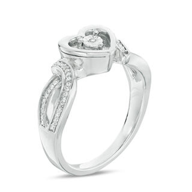 Diamond Double Interlocking Heart Promise Ring in Sterling Silver