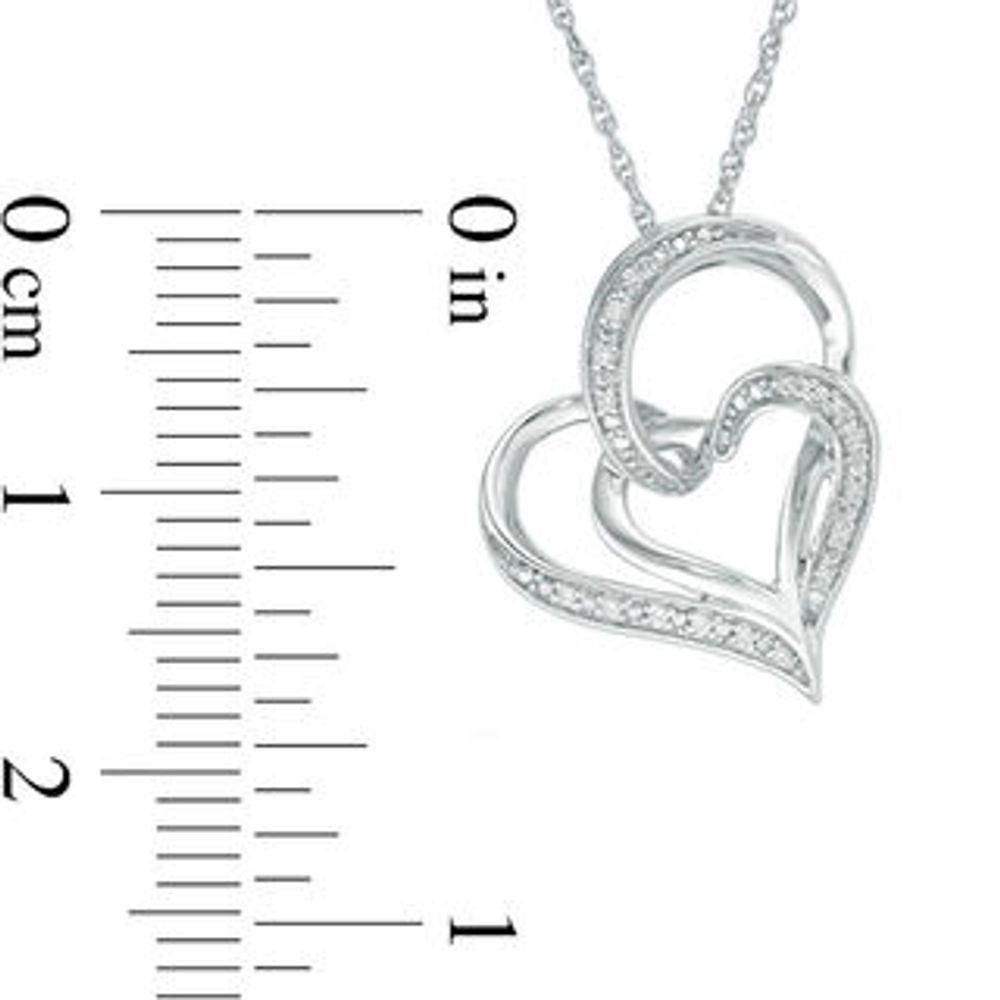 0.04 CT. T.W. Diamond Double Heart Pendant in Sterling Silver|Peoples Jewellers