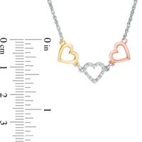 Diamond Accent Triple Heart Necklace in Sterling Silver with 14K Two-Tone Gold Plate - 17"|Peoples Jewellers