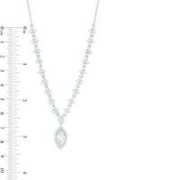 Marquise Lab-Created White Sapphire Frame Drop Necklace in Sterling Silver - 16"|Peoples Jewellers