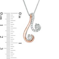 Convertibilities 0.16 CT. T.W. Diamond Double Swirl Drop Three-in-One Pendant in Sterling Silver and 10K Rose Gold|Peoples Jewellers