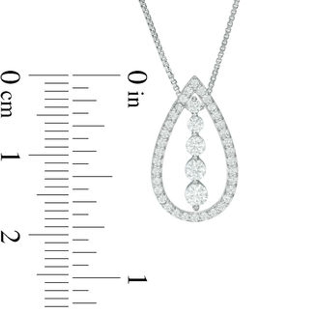 Convertibilities 0.50 CT. T.W. Diamond Five Stone Teardrop Three-in-One Pendant in 10K White Gold|Peoples Jewellers
