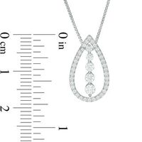 Convertibilities 0.50 CT. T.W. Diamond Five Stone Teardrop Three-in-One Pendant in 10K White Gold|Peoples Jewellers