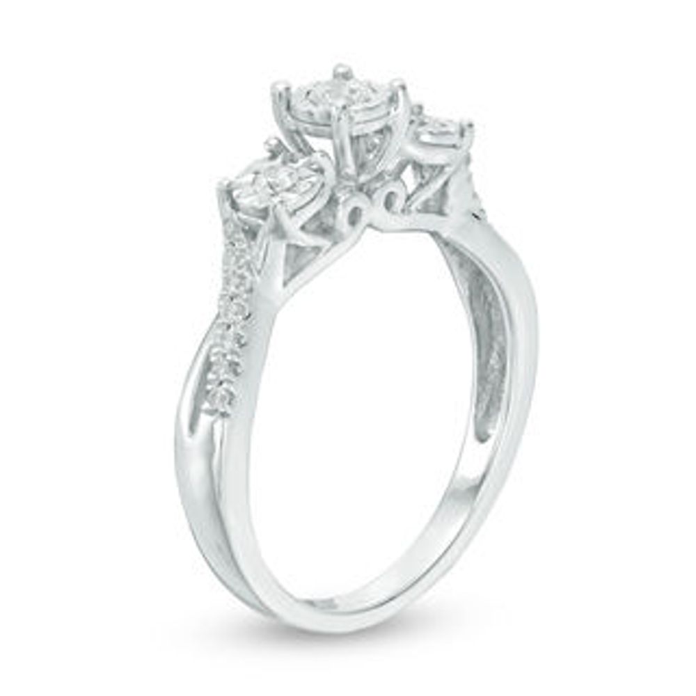 0.25 CT. T.W. Diamond Past Present Future® Bypass Engagement Ring in 10K White Gold|Peoples Jewellers