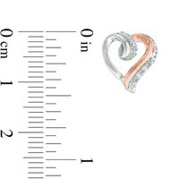 Diamond Accent Swirl Heart Stud Earrings in Sterling Silver and 10K Rose Gold|Peoples Jewellers