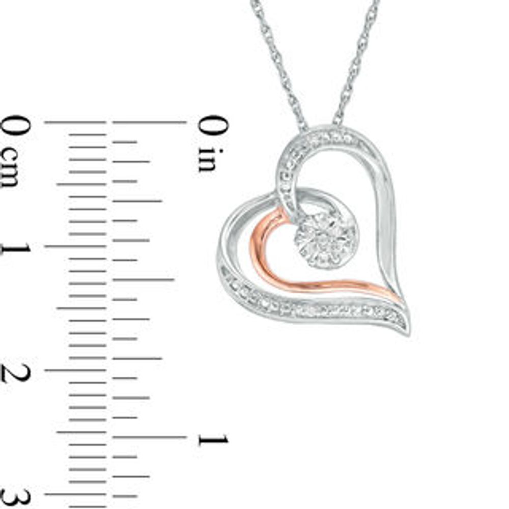 Diamond Accent Heart Pendant in Sterling Silver and 10K Rose Gold|Peoples Jewellers